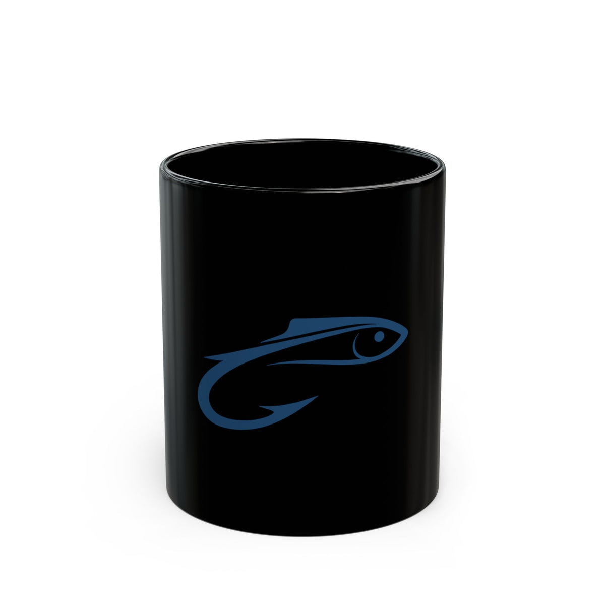 Fishing Lure Black Coffee Mug – Blue Tackle Design (11oz & 15oz)